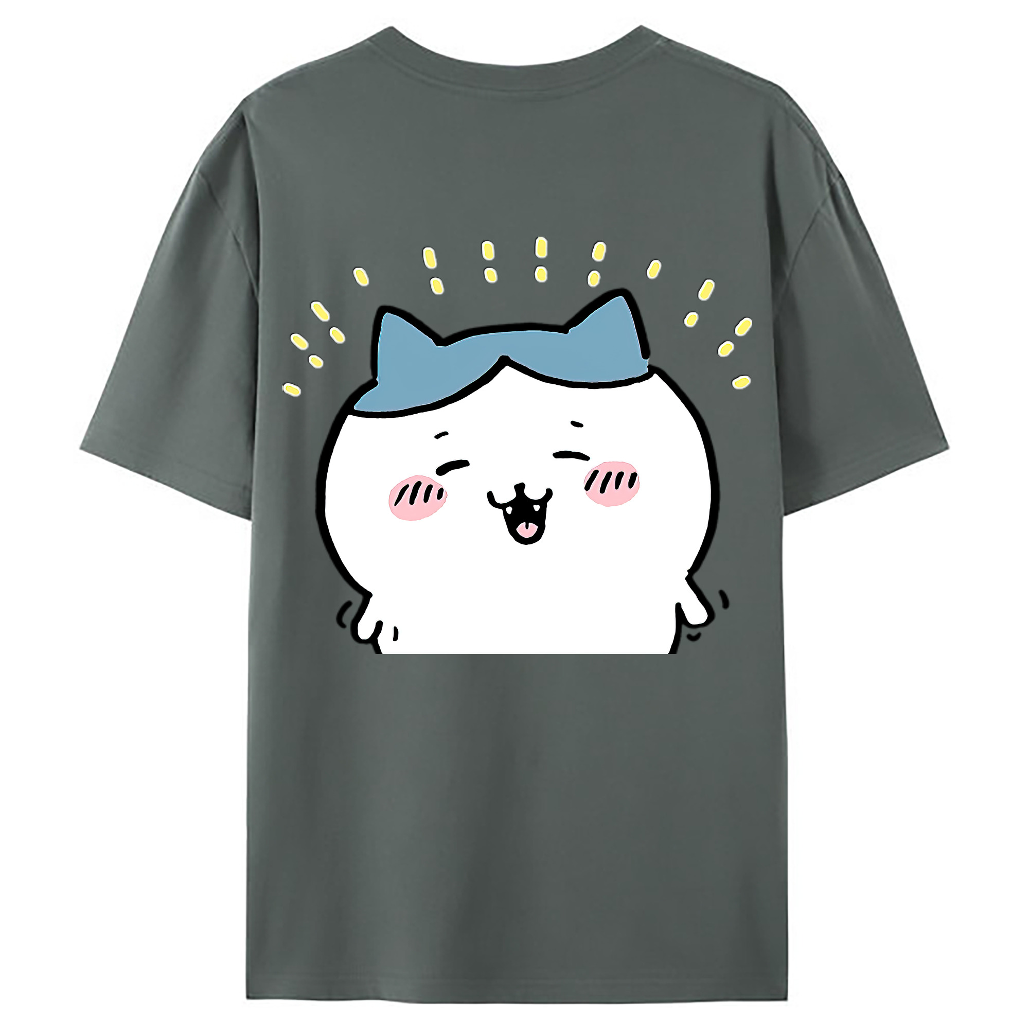 （画像用） ちいかわ ハチワレ Chii-kawa hachiware 綿100％ メンズ半袖Tシャツ（バックプリント） 通気性